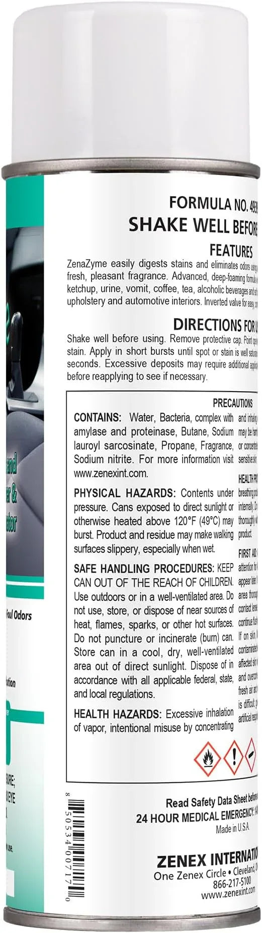 Zenex ZenaZyme Active Enzyme Carpet & Upholstery Cleaner - Professional-grade Stain Remover | Deep Foaming Formula for Carpets, Upholstery, & Interiors | Fresh Scent | 20 oz (2 Pack) - NeatNest