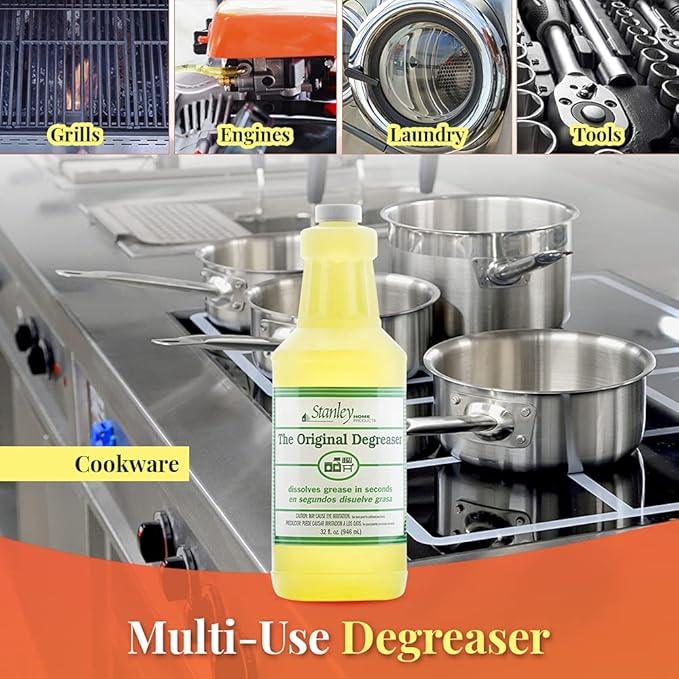 Stanley Home Products Original Degreaser with Stainless Steel Kitchen Scouring Cleaners - Multipurpose Cleaner Set Removes Grease Stains and Build Up on Pots Pans Grills and More - NeatNest