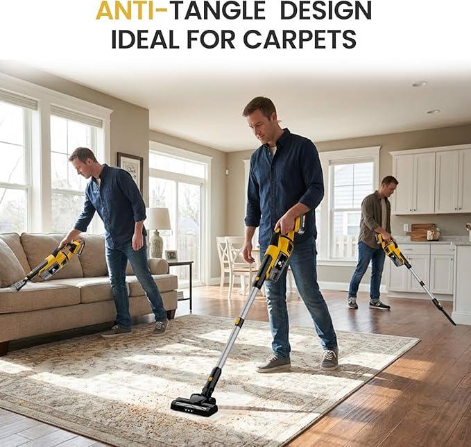 190W Brushless Cordless Vacuum Cleaner Compatible with DeWalt 20V Battery (Tool Only), 20KPa Portable 5-in-1 Lightweight Stick Handheld Vacuum with HEPA Filter for Car Home Carpet Hardfloor Pet Hair - NeatNest