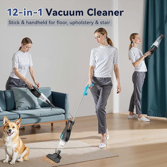 Corded Vacuum Cleaner, 4-in-1 Vacuum Cleaners for Home 15Kpa Power Suction Lightweight Corded Stick Vacuum with HEPA Filter Converts to Small Handheld Vacuum for Home, Pet Hair, Carpet, Hard Floors - NeatNest