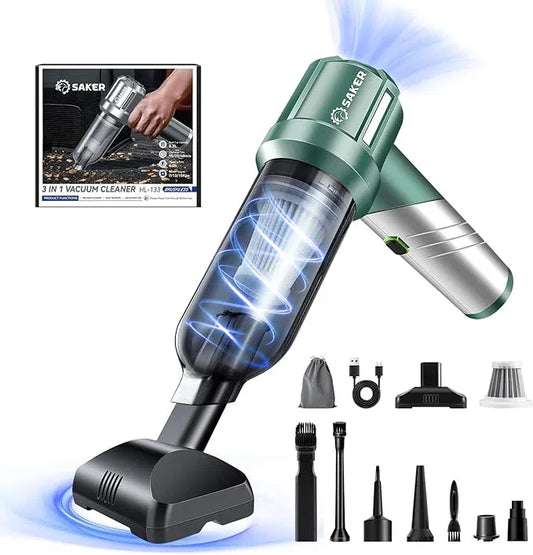 Saker Foldable Handheld Car Vacuum Cleaner Portable Cordless, 17000PA High Power Mini Vacuum Cleaner and Air Duster with Brushless Motor for Home,Cars,Office Cleaning HL133 Olive Green - NeatNest