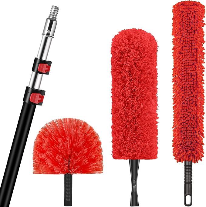 20 Foot High Reach Dusting Kit with 5-12 Foot Extension Pole // High Ceiling Duster with Telescopic Pole // Cobweb Microfiber Duster // Outdoor & Indoor Extendable Duster Cleaning Kit - NeatNest