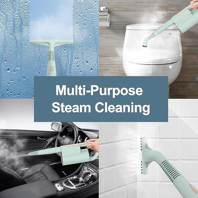 Newbealer Steam Mop & Detachable Handheld Cleaner, 250ml 1200W Powerful Floor Steamer, 3 Adjustable Levels for Carpet Laminate Hardwood Grout, Carpet Glider, 7 Multi-purpose Accessories & 2 Pads - NeatNest