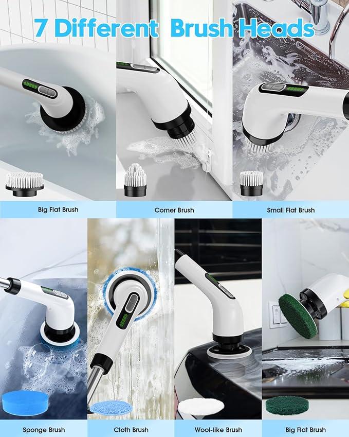 Electric Spin Scrubber for Cleaning Bathroom: Cordless Power Shower Scrubber - Electric Cleaning Brush for Tile Tub - NeatNest