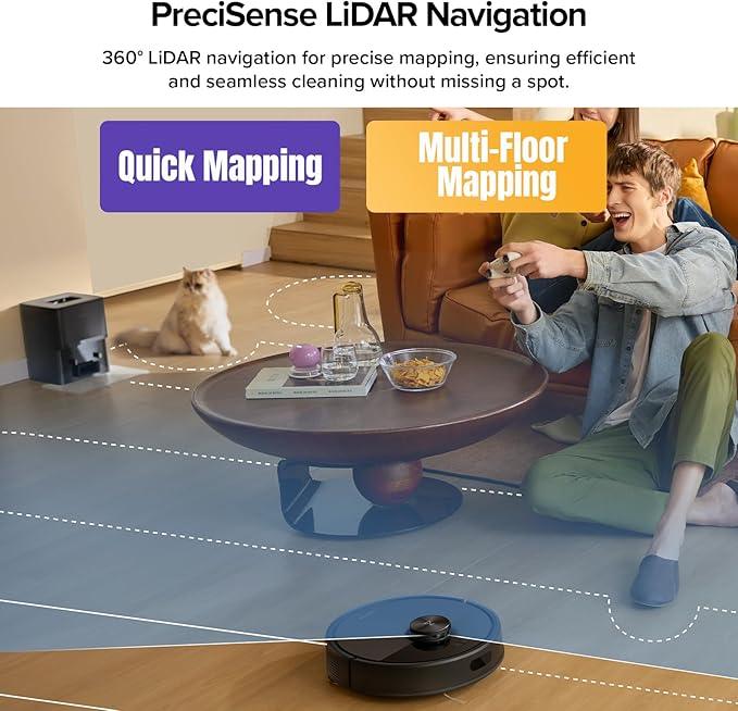 roborock Q7 M5+ Robot Vacuum and Mop, Upgraded from Q5 Max+, Up to 7-9 Weeks Self-Empty, 10000Pa Suction, Dual Anti-Tangle System for Pet Hair & Carpet, PreciSense LiDAR Navigation, App Control, Black - NeatNest