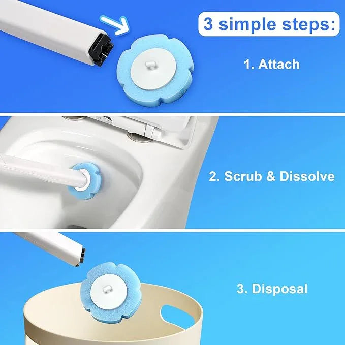 JOYMOOP White Flat Mop & Bucket with 1 Microfiber Pad, 12 Disposable Toilet Brushes, Stainless Steel Toilet Brush and Holder Set, Multi-Functional Cleaner for Floors, Windows, and Toilets - NeatNest