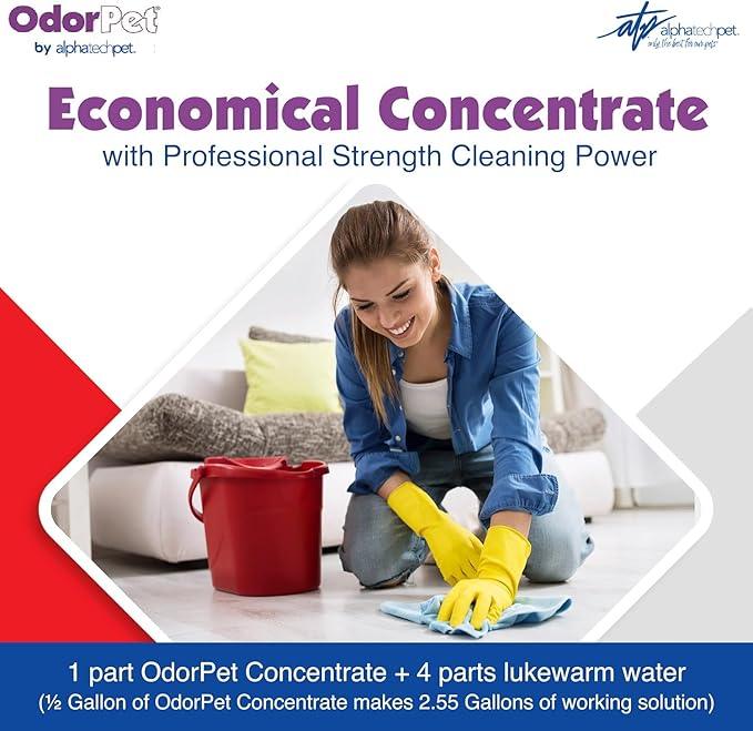 OdorPet Pet Stain Remover and Odor Eliminator - 64 Oz (Makes 2.55 Gallons of Working Solution) Non Staining, Professional Strength, Black Cherry Scent by Alpha Tech Pet - NeatNest