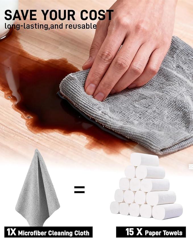 XINDELL Microfiber Cleaning Cloth Roll – 150 Pack 12"x12", Tear-Off Microfiber Towels, Lint-Free, Ultra Absorbent Car Detailing & Cleaning Cloths – Grey - NeatNest