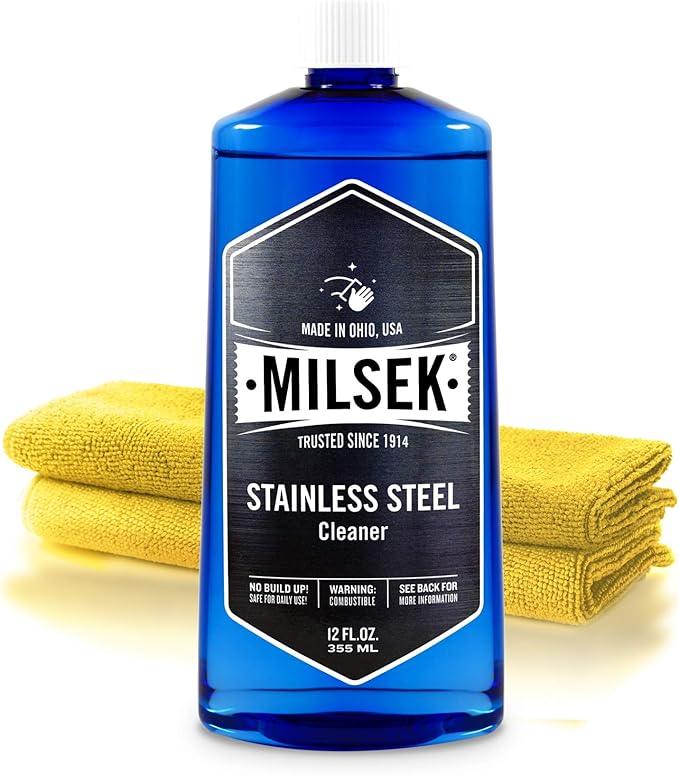 Milsek Stainless Steel Cleaner & Microfiber Cloth, 12-Ounce - NeatNest