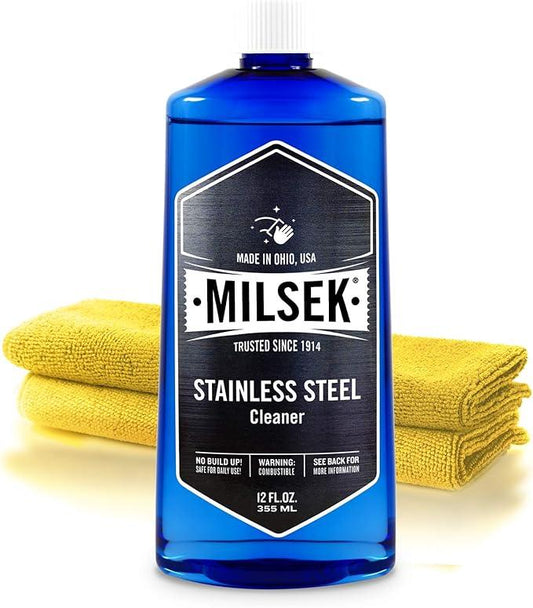 Milsek Stainless Steel Cleaner & Microfiber Cloth, 12-Ounce - NeatNest