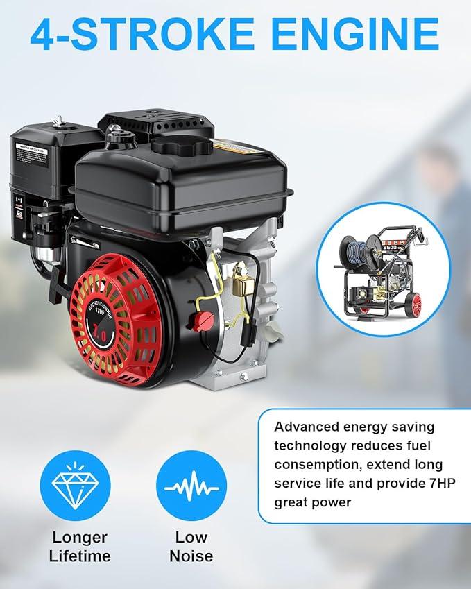3600 PSI Gas Pressure Washer, One-Button Start 212cc 7HP Engine 3.3GPM, Includes Hose Reel，50 FT 3/8 inch Hose，5 Quick Connect Nozzles，Spray Gun and Wand - NeatNest