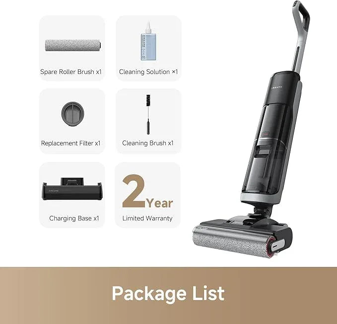 dreame H14 Cordless Vacuum Mop, 180° Lie-Flat Wet Dry Vacuum cleaner, 140°F Brush Washing, Fast Hot Air Drying in 5Mins, Smart Hard Floor Cleaner Machine with Powerful Suction, Great for Sticky Messes - NeatNest