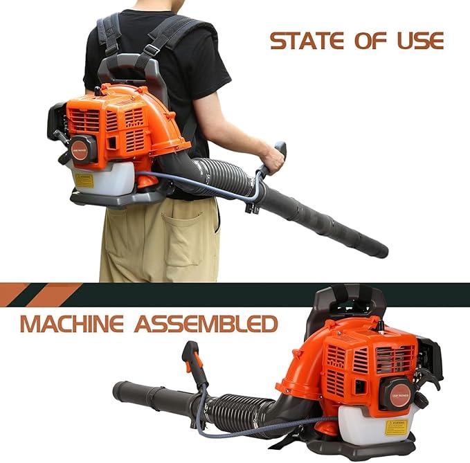 Backpack Leaf Blower,52CC Backpack Leaf Blower Gas Powered,550CFM 2-Stroke Engine Gas Leaf Blower,Powerful Air Cooling Gasoline Backpack Blower Snow Blower for Garden Yard (550CFM Square) - NeatNest