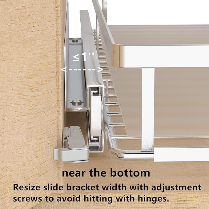 Pull Out Cabinet Organizer - Expandable Slide Out Pantry Shelves Heavy Duty Sliding Drawer Storage for Inside Kitchen Cabinet Under Sink, 12''-18.2''W x 16.9''D, 3 Pack - NeatNest