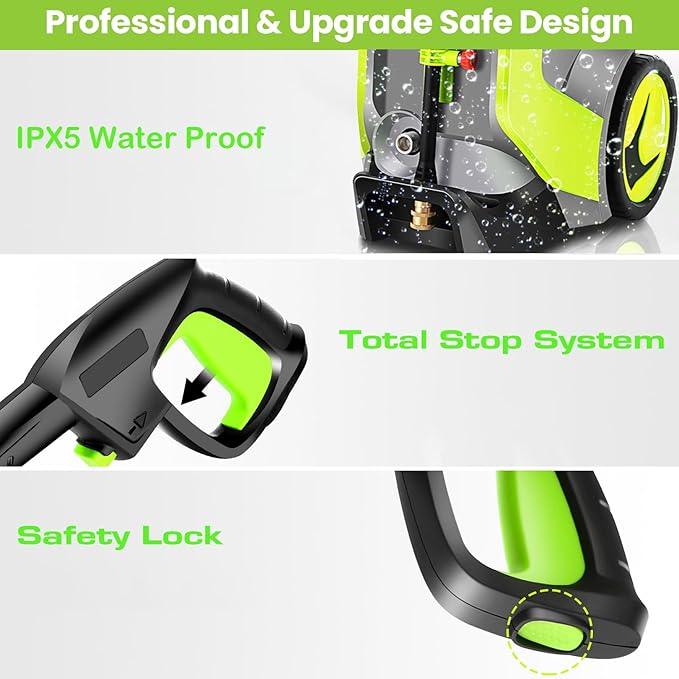 Pressure Washer 5000PSI 4.0GPM Power Washers with M22-14mm Pressure Hose 33FT, Power Sprayers High Pressure with 1/4" QC Compatible Surface Cleaner for Home Cars Driveways, LGreen - NeatNest