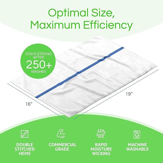 Towels N More 24 Pack 16x19 Bar Mop Towels High Absorbent Cotton Reusable Kitchen Towels - Quick Drying Towels for Chef, Cook, Home, Restaurant, Bar Glass Cleaning Towels (24, Blue Stripe) - NeatNest