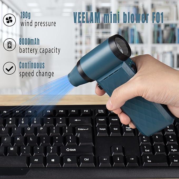 Air Duster Air Blower, Compressed Air Duster Electric, Handheld Violent Mini Fan for Computer Keyboard Electronics Car Clean,130000RPM - NeatNest