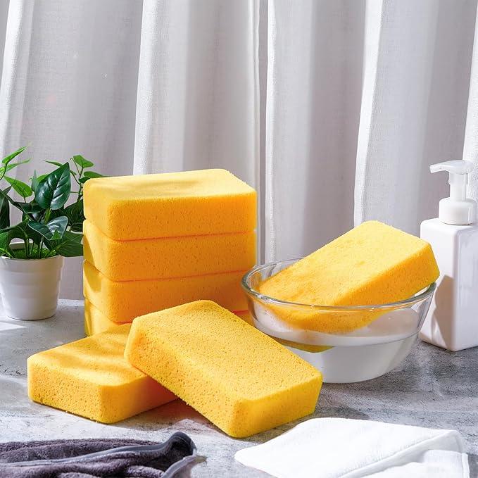 Tioncy 84 Pcs Large Sponges Bulk 7.5 x 5.5 x 1.9 Inch Grouting Car Wash Foam Cleaning and Washing Sponge Commercial Foam Large All Purpose for Cleaning Dishes Car Tile Bike (Yellow) - NeatNest