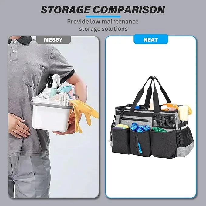 Wearable Cleaning Caddy Bag for Cleaning Supplies,Large Capacity Cleaning Organizer Grey - NeatNest