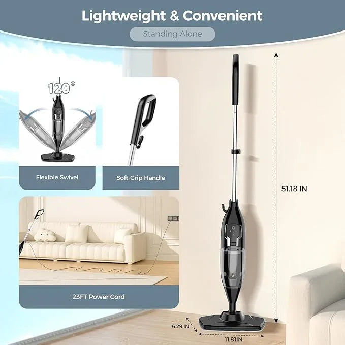 Steam Mop, 12-in-1 Powerful Handheld Steam Cleaner Detachable Steam Mops for Floor Cleaning, 565ML Removable Tank, 23FT Power Cable, MultiPurpose Steamer for Hardwood, Tile, Grout, Furniture - NeatNest