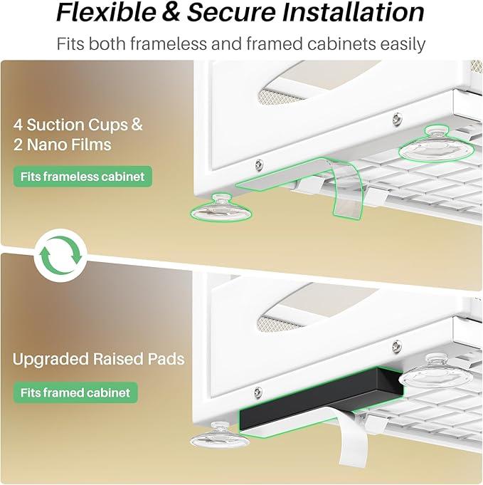 Under Sink Organizer, 1-Pack Pull Out Cabinet Organizer 2 Tier Metal Slide Out Storage Shelf Rack, L-Shaped Adjustable Height,Mesh Sliding Drawer for Kitchen, Bathroom, Laundry, Pantry, White, XL - NeatNest