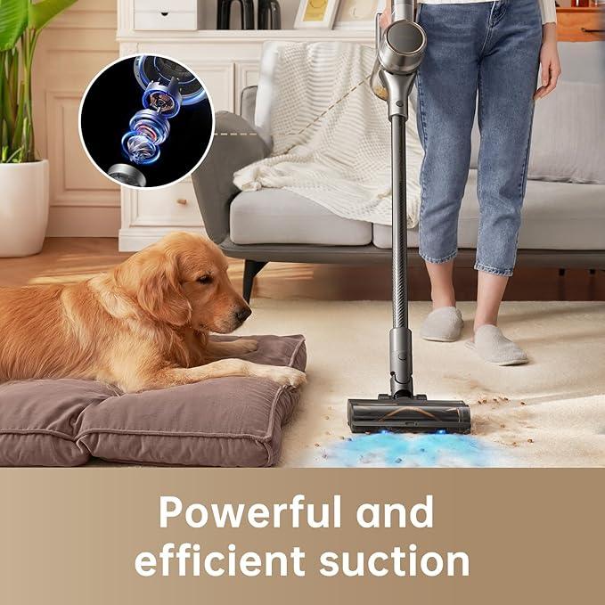 DREAME R20 Cordless Vacuum Cleaner with Dual Brush Head, Smart Stick Vacuum for Home, 190AW Powerful Suction, Up to 90 Mins, Blue Lights, Lightweight for Hard Floor, Carpet, Pet Hair - NeatNest