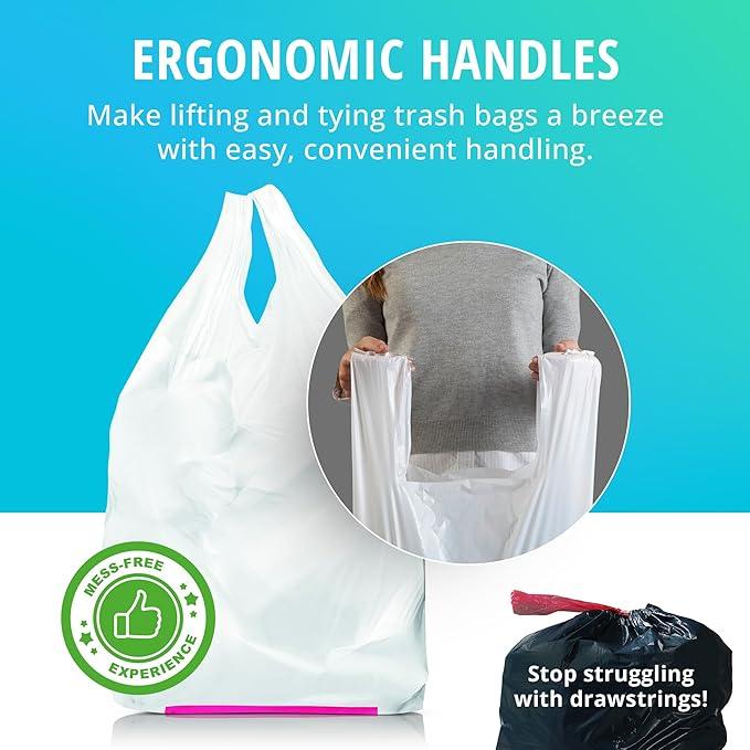 Hippo Sak - Tall Kitchen Garbage Bags with Ergonomic Handles - 13 Gallon Trash Bags - Super Strong, Patented Reinforced Bottom and Leak Proof Tall Kitchen Trash Bags - Heavy Duty Trash Bags (90 Count) - NeatNest