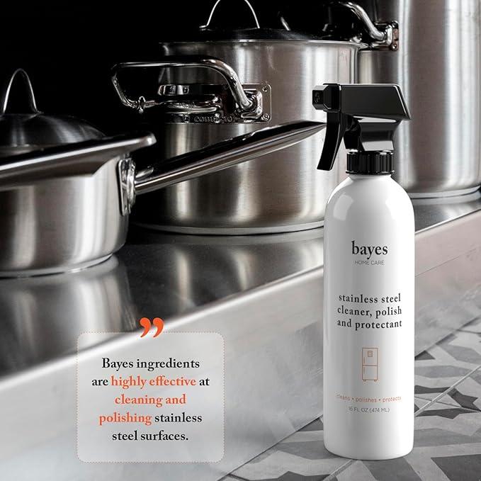 Bayes High-Performance Stainless Steel Cleaner Spray, Polish, and Protectant - Indoor & Outdoor Stainless Cleaner - Stainless Steel Sink Cleaner 16oz, 6 Pack - NeatNest