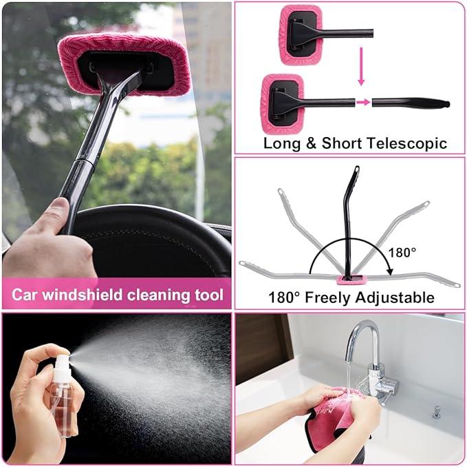 Viewsun Car Vacuum Cordless Rechargeable, 8000PA High Power Handheld Vacuum Cleaner with 17PCS Car Cleaning Kit, Pink Auto Accessories for Women Gift - NeatNest