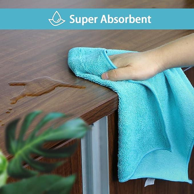 HOMEXCEL Microfiber Cleaning Cloth,12 Pack Cleaning Rags, Cleaning Towels with 4 Color Assorted, 11.5"X11.5"(Green/Blue/Yellow/Pink) - NeatNest