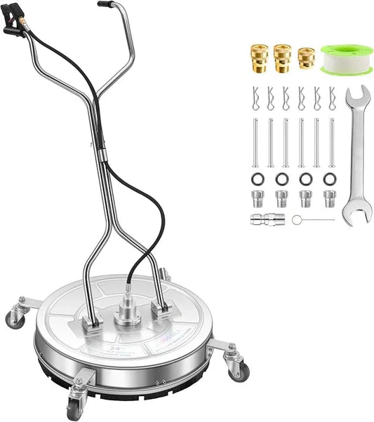 24" Pressure Washer Surface Cleaner with 4 Wheels - Stainless Steel Dual Handle Surface Cleaner for Pressure Washer Attachment for Concrete, Patio, Sidewalk, Deck and Driveways - PWS 24 - NeatNest