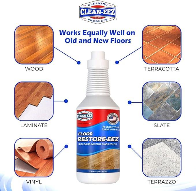 Clean-eez Ultimate Floor Restorer & Polish - Revitalize, Protect, Shine Wood, Laminate, Vinyl, Bamboo, Slate, Terracotta & More (1 Bottle) - NeatNest