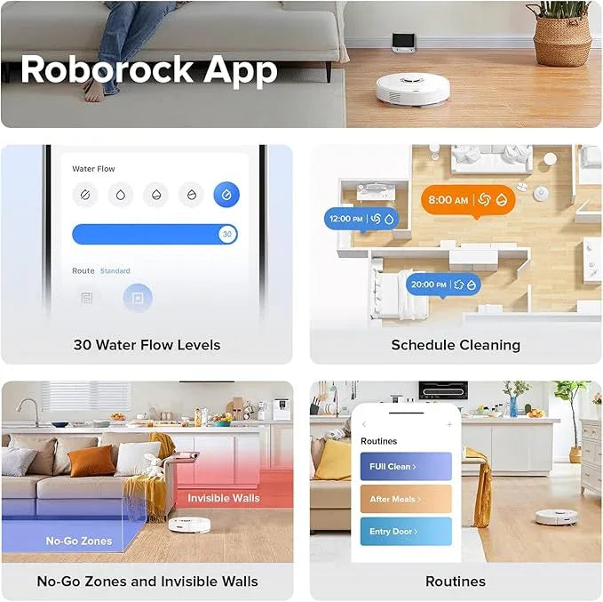 roborock Q7 Max Robot Vacuum and Mop Combo, 30-Level Water Flow Control, 4200Pa Suction, PreciSense LiDAR Navigation, No-Go Zone, No-Mop Zone, App & Voice Control, Ideal for Pet Hair - NeatNest