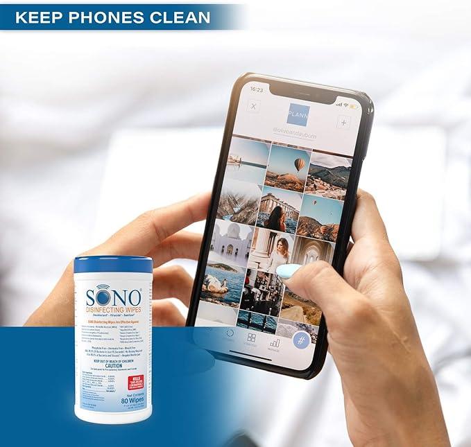 SONO Disinfecting Wipes - Alcohol-Free, No Bleach, Medical-Grade I Multi-Surface Cleaning for Home, School, Office, Hospital, Gym I Gentle on Electronic Devices I Everyday Use I 80 CT - NeatNest