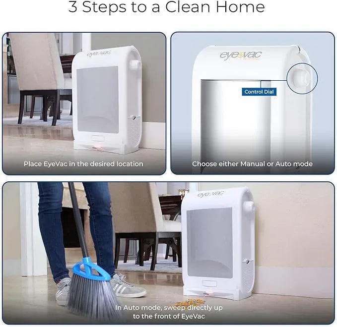 EyeVac Pro Touchless Vacuum Automatic Dustpan - Ultra Fast & Powerful - Great for Sweeping Salon Pet Hair Food Dirt Kitchen, Corded Canister Vacuum, Bagless, Automatic Sensors, 1400 Watt (White) - NeatNest