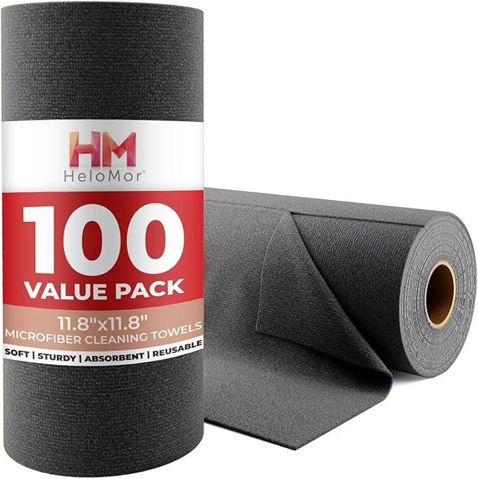 100 Pack Microfiber Cleaning Cloth Roll - Tear Away Reusable Paper Towels Washable, 11.8" Ultra Absorbent Cleaning Supplies for Housekeeping, Cleaning Rags Microfiber Towel, Lint Free Cloth Value Pack - NeatNest