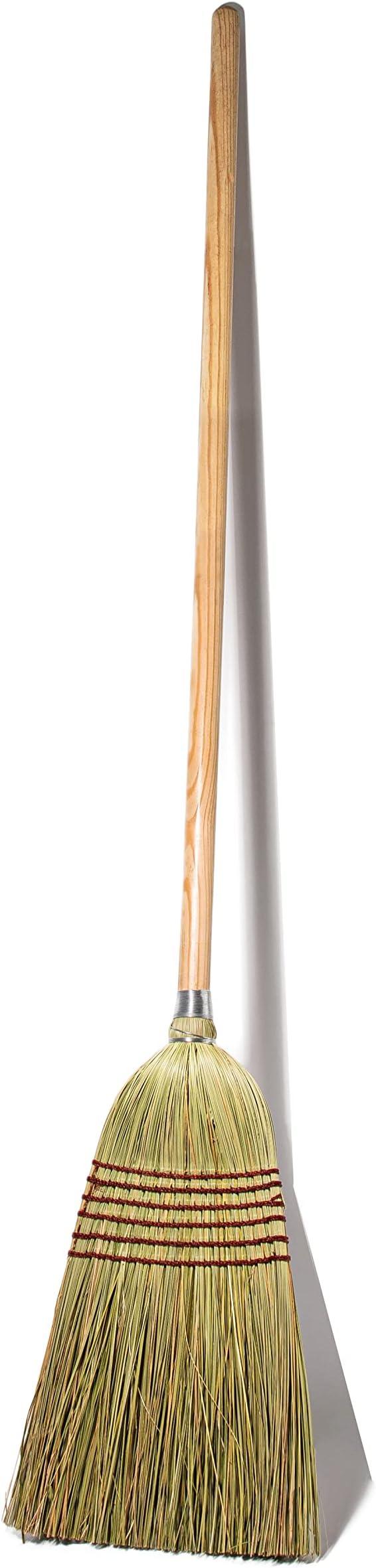 Corn Broom with Wood Handle Heavy Duty Indoor Outdoor Broom (1 1/4 Inch Handle) - NeatNest