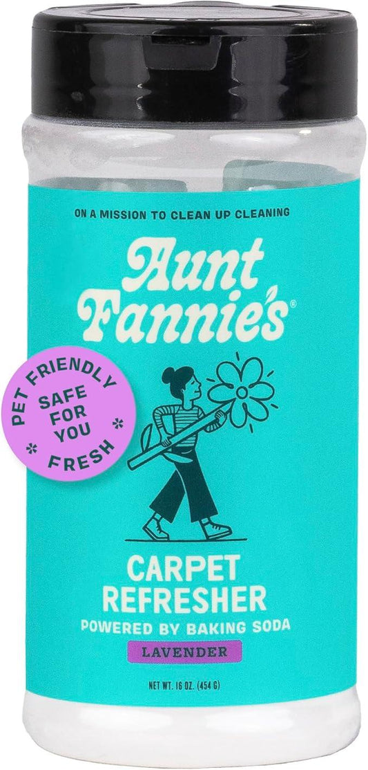 Aunt Fannie's Carpet Refresher & Deodorizer Powder, Multi-Purpose Carpet, Rug, and Upholstery Odor Eliminator for Homes with Cats and Dogs, Lavender Scent, 16 Oz (Pack of 1) - NeatNest