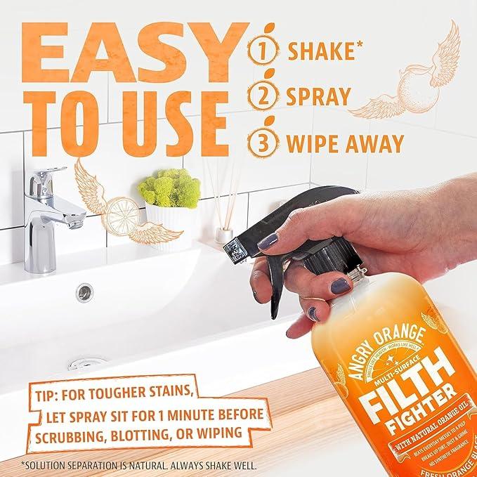 ANGRY ORANGE Citrus Multipurpose Cleaner Spray for Kitchen and Bathroom - 24 oz - Value 2 Pack - NeatNest