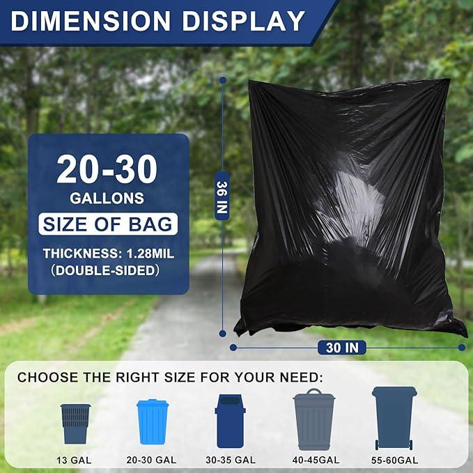 20-30 Gallon Trash Bags Black - 1.28 Mil Thick,30" x 35" Large Garbage Bags 100 Count，20+ Gallon Heavy Duty Trash Can Liners Unscented for Kitchen Home Office Commercial Outdoor - NeatNest