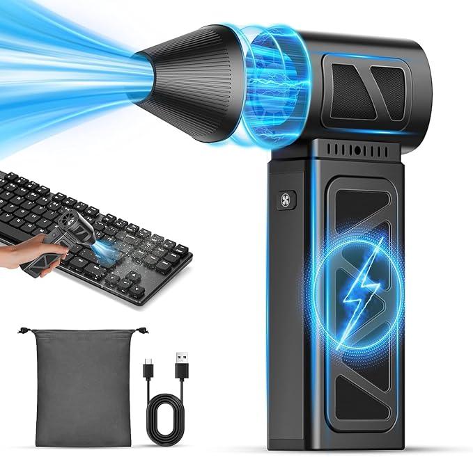 Upgraded Compressed Air Duster, 360000 RPM Electric Air Duster with 5 Gear Power Motor, 8000mAh Rechargeable Cordless Mini Blower Jet Turbo Fan Replace Air Can for Computer Keyboard Car Outdoor - NeatNest