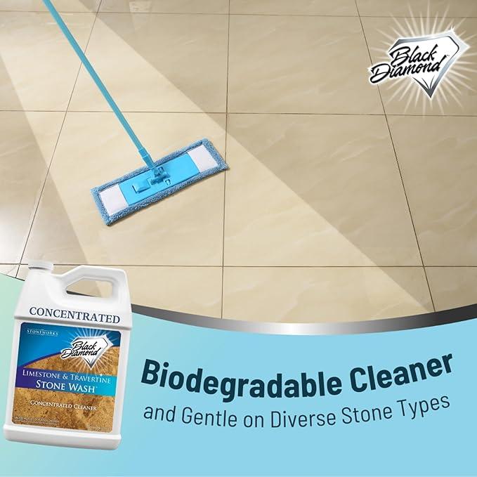 Black Diamond Stoneworks Natural Stone Cleaner - Limestone, Slate & Travertine Cleaner - Natural Stone Shower Cleaner for Marble - Concentrated PH Neutral Stone Floor Cleaner - 1-Gallon. - NeatNest
