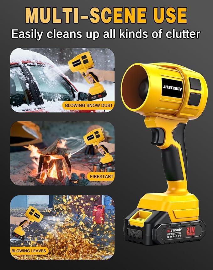 21V Cordless Handheld Leaf Blower- Variable Speed, 30000RPM Powerful Handheld Blower with Rechargeable Battery, Protective Gear for Home, Backyard, Driveway & Snow Removal - NeatNest