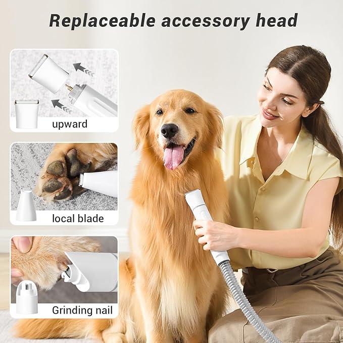 Bunfly Dog Grooming Kit & Dog Hair Vacuum, 3.5L Capacity Pet Grooming Vacuum with 13000kpa Strong Suction 99% Pet Hair,17 Tools Shedding Pet Hair, Home Cleaning -White - NeatNest