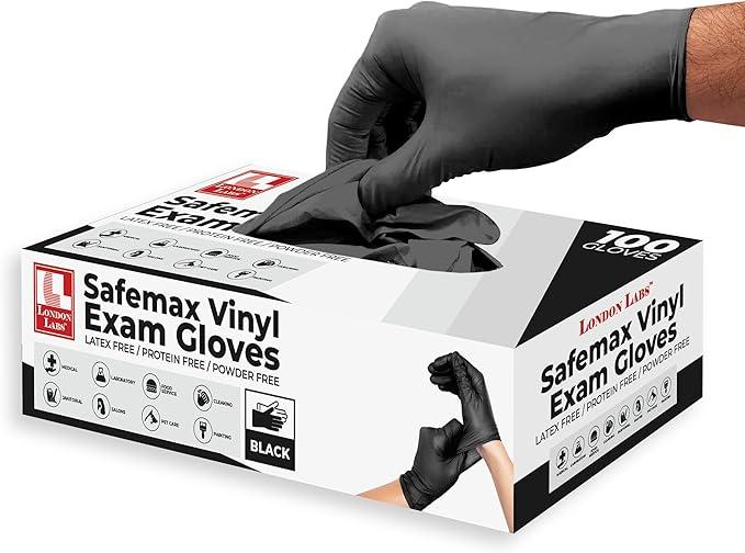 Black Synthetic Vinyl Exam Gloves Powder Free and Latex Free - NeatNest