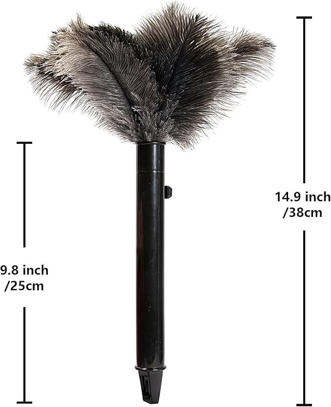 Retractable Ostrich Feather Duster for Cleaning, 15 Inch Fluffy and Natural Feather Duster with Retractable Handle， Reusable Eco-Friendly Handheld Cleaning Supplies (10 pcs) - NeatNest