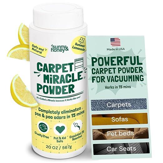 Sunny & Honey Carpet Freshener Powder - Dry with No Residue - Pet & Kid Safe Upholstery Cleaner - Natural Rug Powder Formula (20 oz, Summer Lemonade Scent) - NeatNest