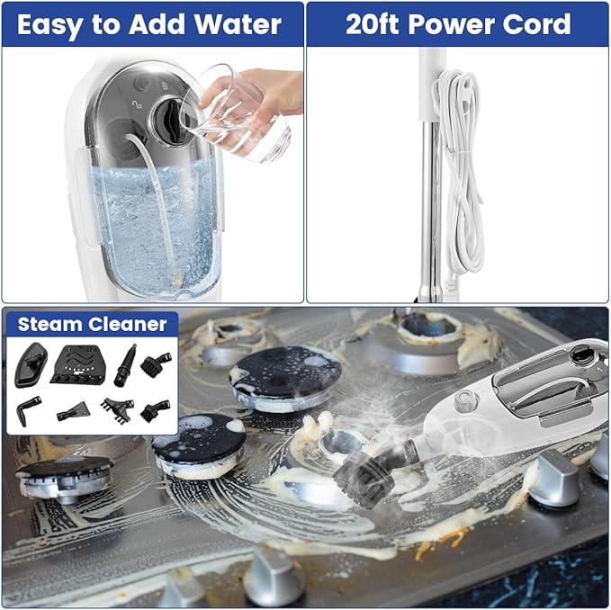 Steam Mops for Floor Cleaning, 10-in-1 Multipurpose Deep Steam Cleaner Mop for Home, Floor Steamers for Hardwood and Tile, Vinyl, Laminate, Carpet, Hard Floors with Attachments - NeatNest