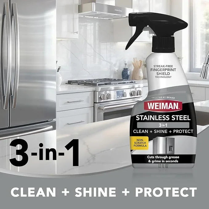 Weiman Stainless Steel Cleaner and Polish - 2 Pack - Removes Fingerprints, Residue, Water Marks and Grease from Appliances w/Buffing Towel - NeatNest