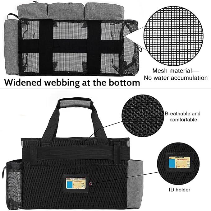 Large Cleaning Caddy Bag Built-in Sturdy Support Board, Cleaning Organizer with Detachable Divider, Cleaning Supply Tote with Adjustable Shoulder Strap&Waist Belt for Cleaners & Housekeeper - NeatNest